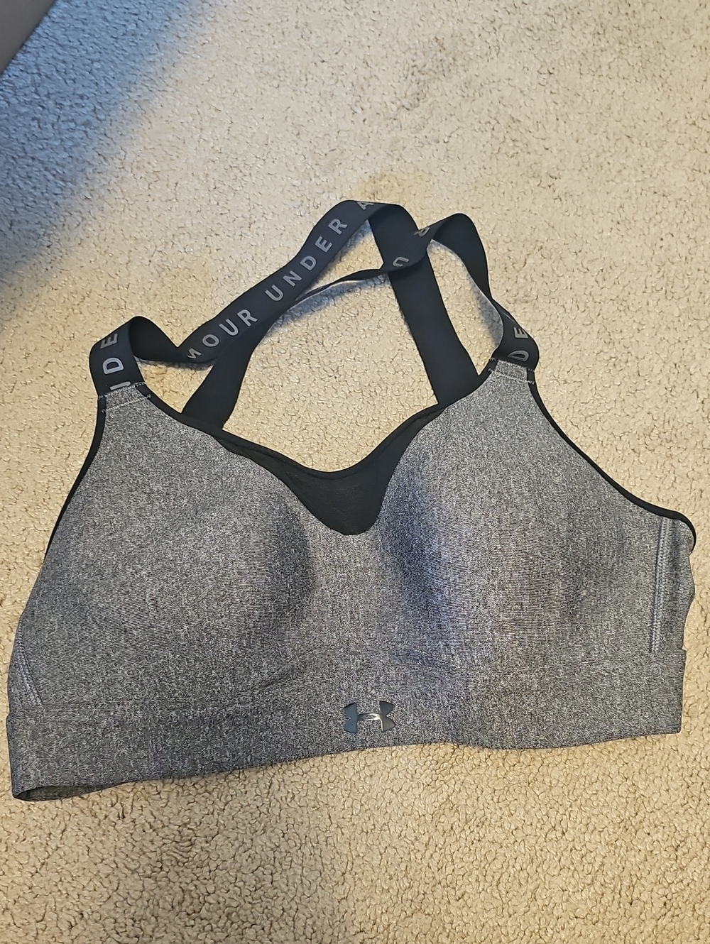 Under Armour Gray Heather Padded Crossback Sports Bra